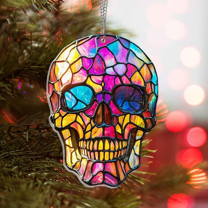 🌈【Colorful Skull】Acrylic Colored Window Pendant💀
