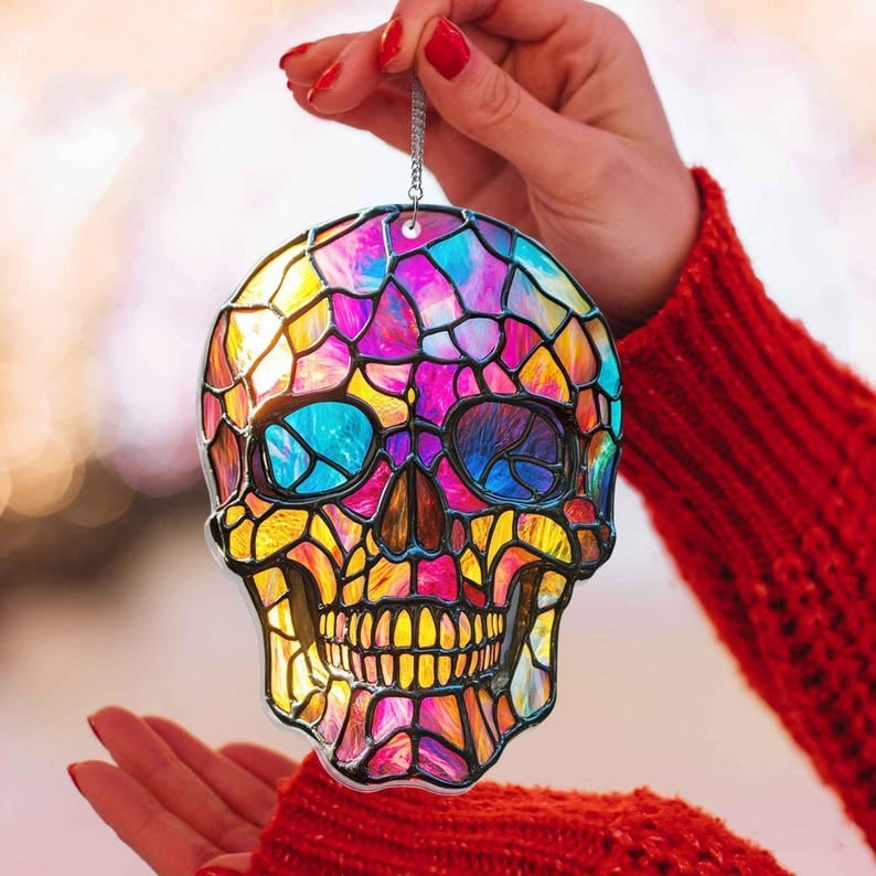 🌈【Colorful Skull】Acrylic Colored Window Pendant💀