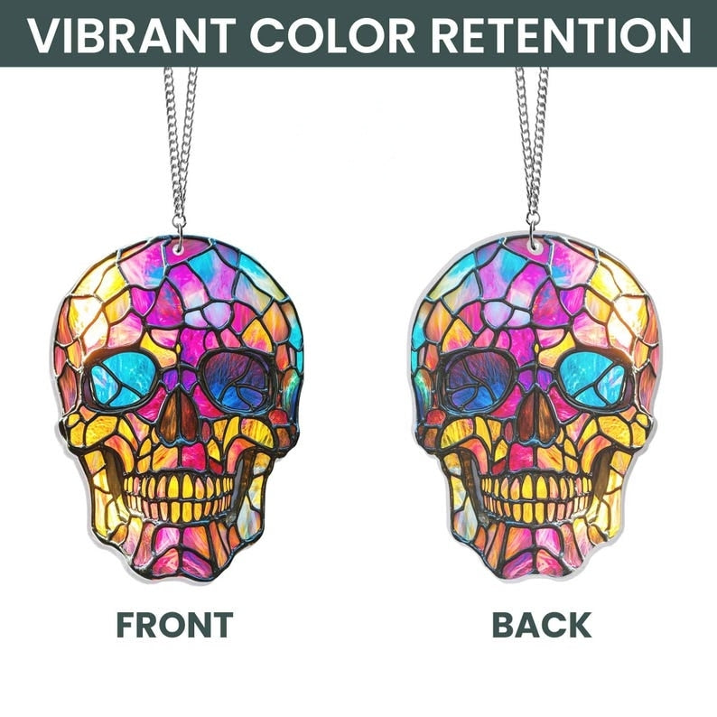 🌈【Colorful Skull】Acrylic Colored Window Pendant💀