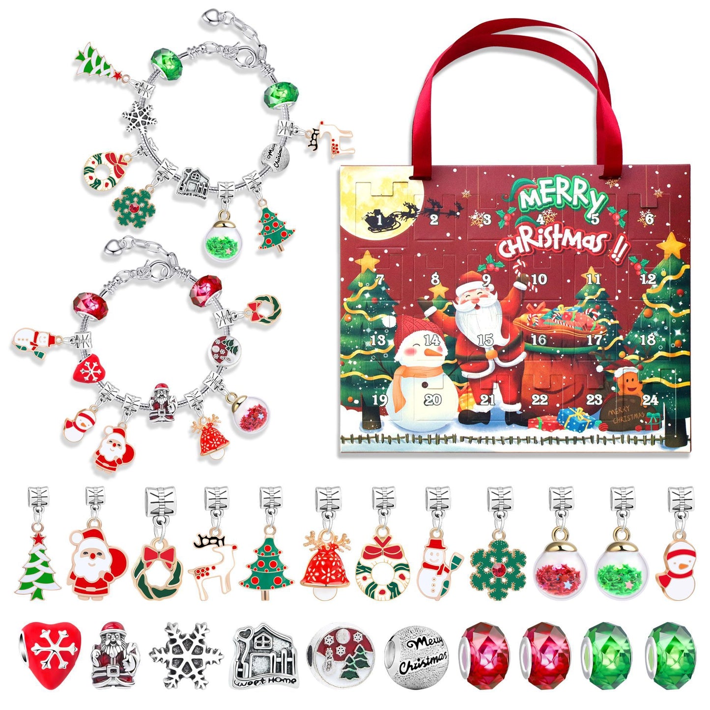 24 Pcs DIY Christmas Advent Calendar Bracelets
