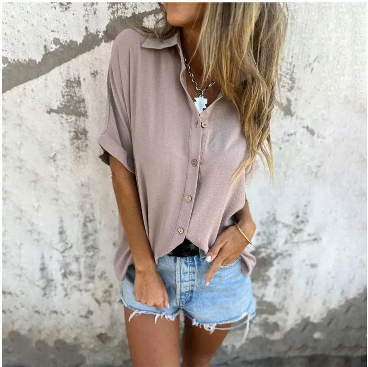 🌸Spring Specials💐 Women's Casual Solid Color Loose Fit Shirt