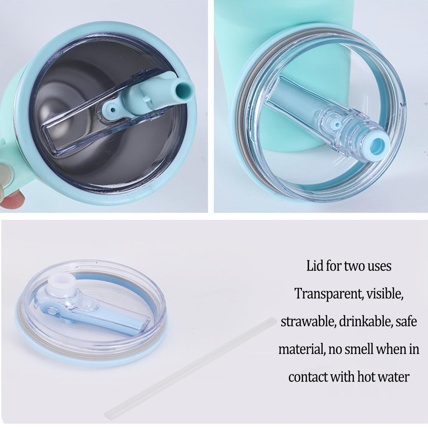 40 oz Tumbler Flip Straw Lid Replacement , Spill Proof Splash Resistant Tumbler Lids