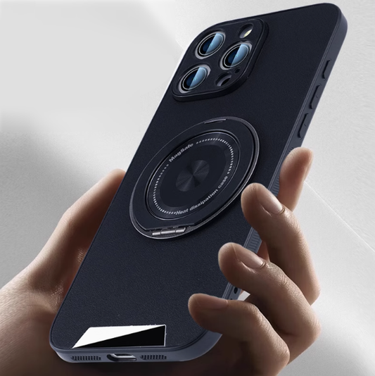 360° Rotating Leather Case - Magnetic Charging & Comfortable Grip