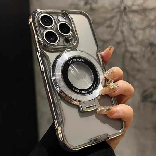360° Rotating Phone Case - Electroplated Frame & Magnetic Charging