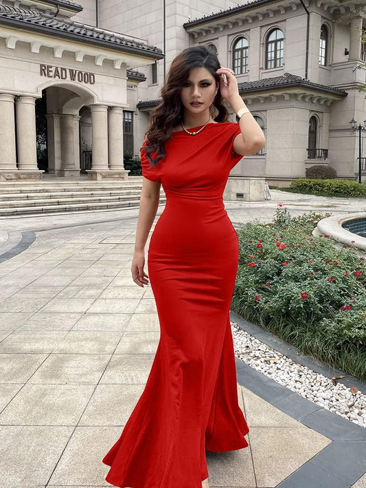 2025 WOMEN'S ELEGANT SLEEVELESS OFF SHOULDER BODYCON LONG FORMAL PARTY EVENING DRESS