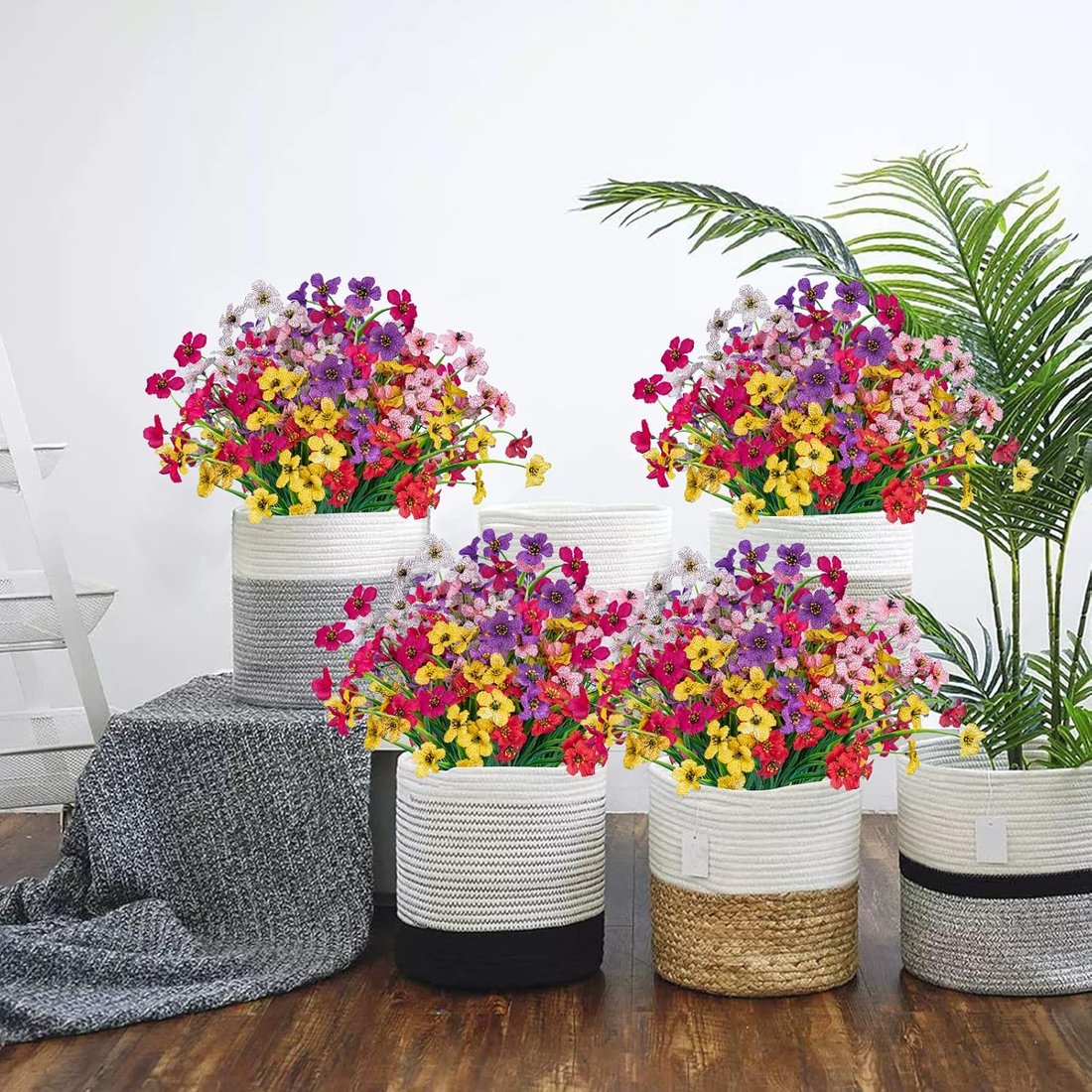 💥💥Upgraded high-grade material 🌱UV Resistant Lifelike Artificial Flowers