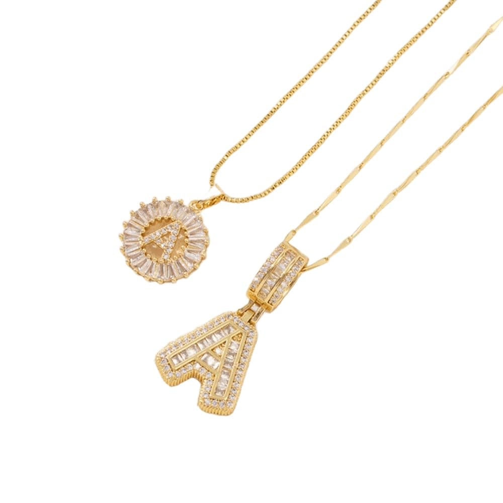 2 Pack - Initial Letter Pendant Necklaces