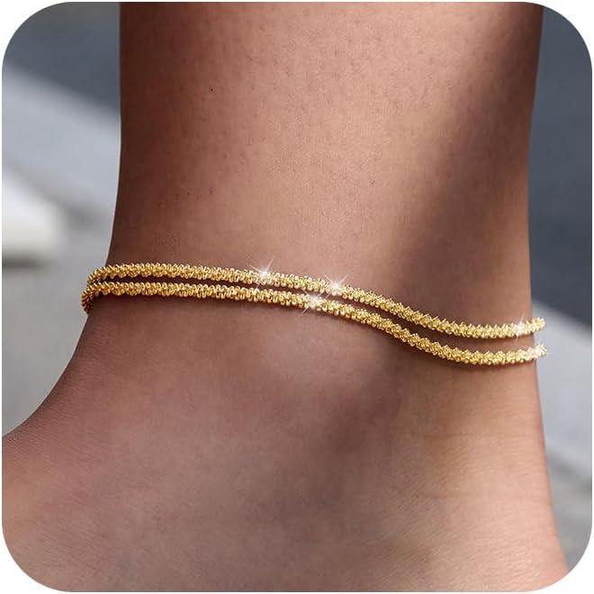 🥰TEWIKY Dainty Layered Waterproof Anklet For