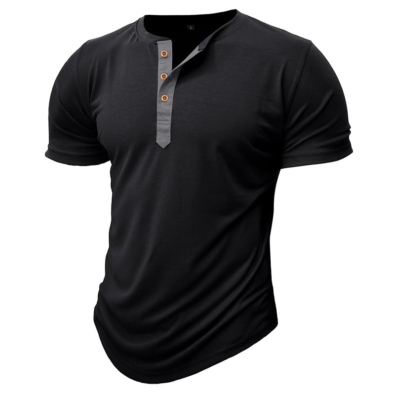 2025 Newest Men's Muscle Slim Henley Shirts with Button