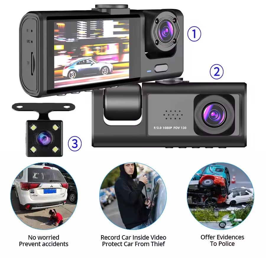 2-Inch Screen Wifi Link 1080P HD Dashcam with Night Vision 2/3 Lenses