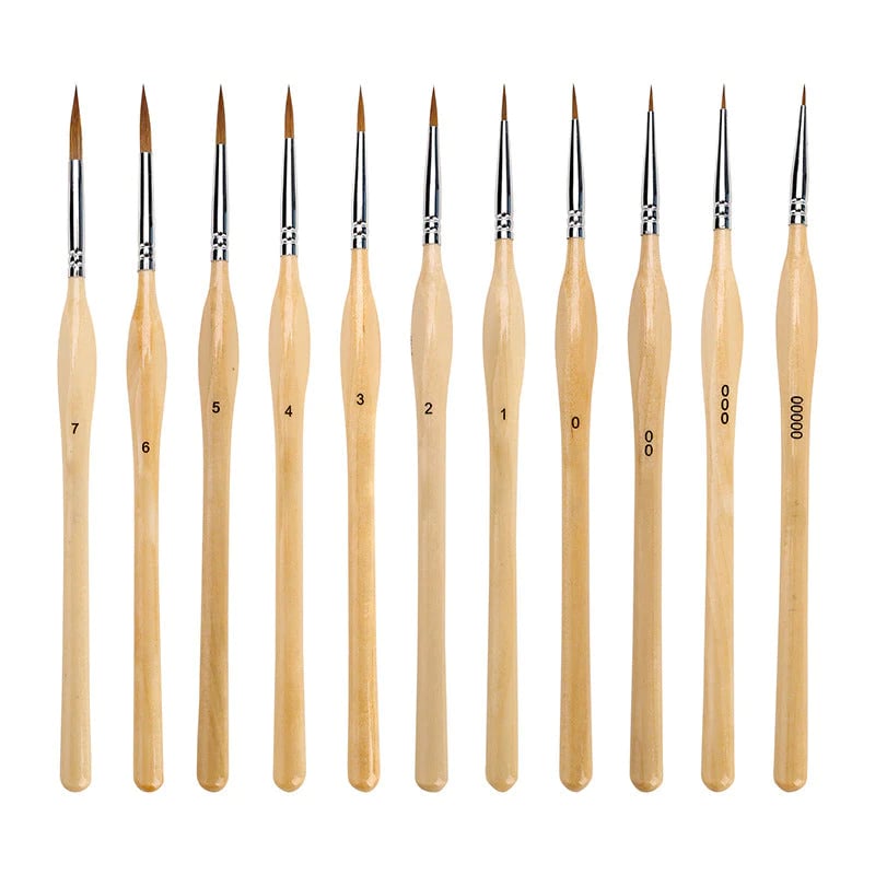 11 Pcs Miniature Detail Paint Brush Set