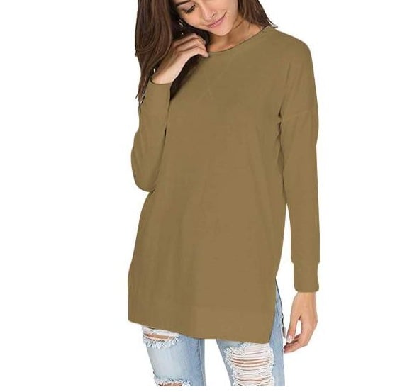 49% OFF 🔥Round Neck Casual Solid Color Top