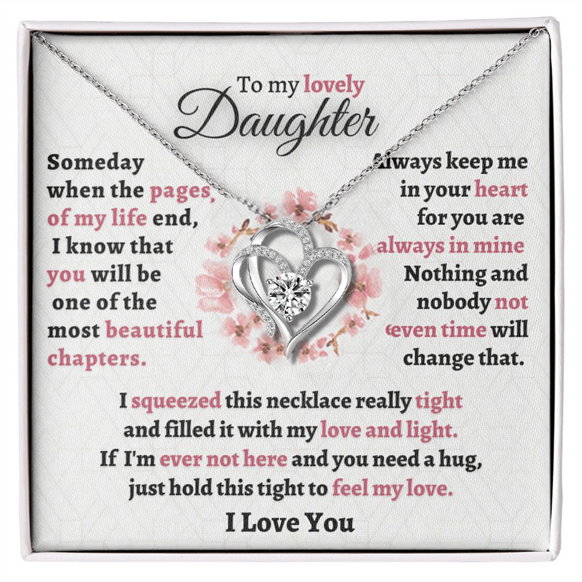 For Daughter - I LOVE YOU Diamond necklace