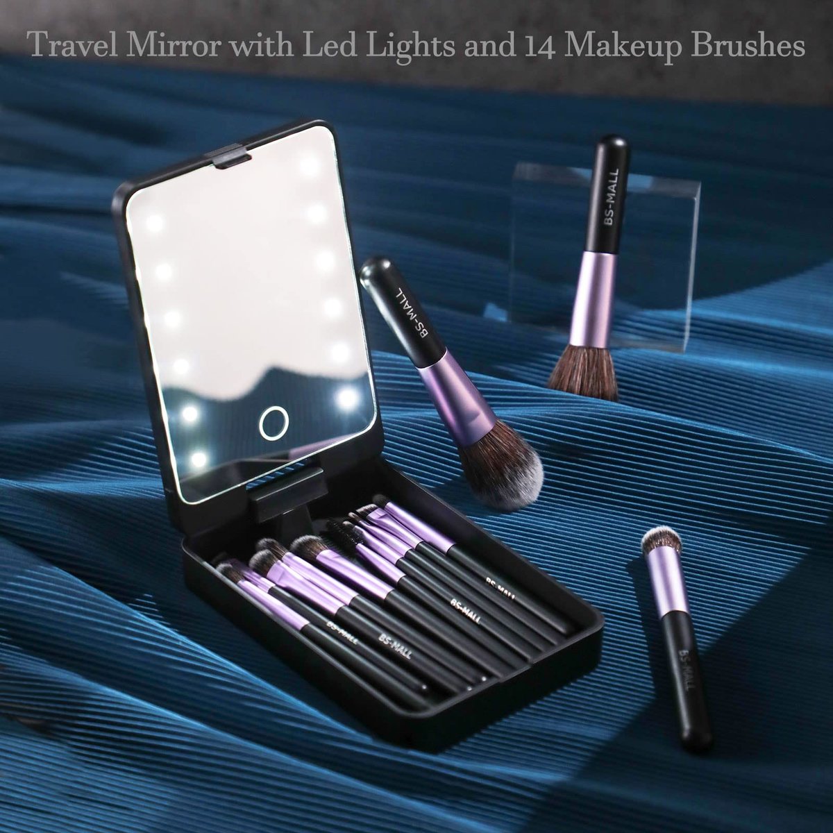 💖Travel Makeup Brush Set with LED light