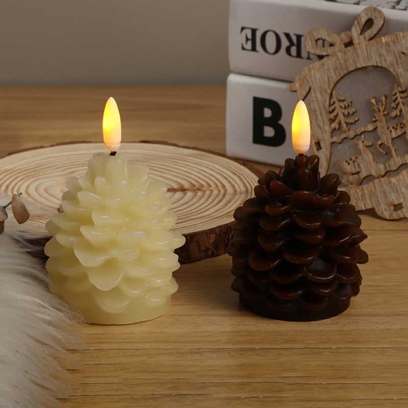 🔥Flameless Pinecone Candles Battery Operated with 6 Hour Timer