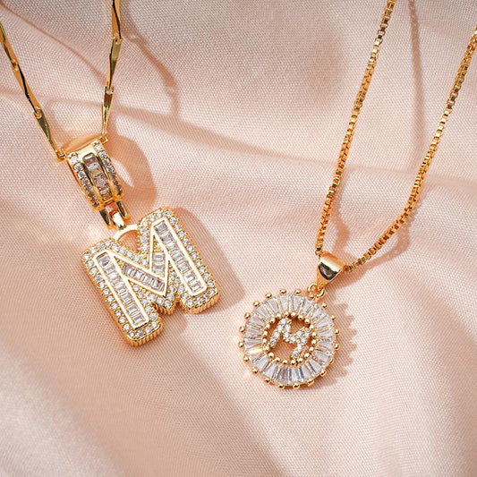 2 Pack - Initial Letter Pendant Necklaces