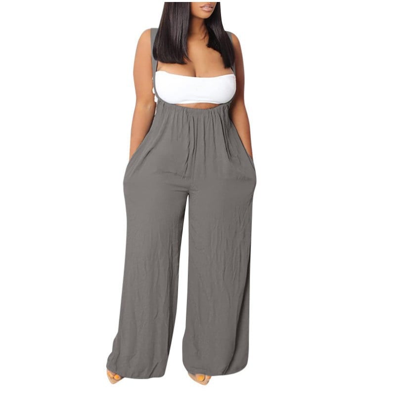 ✨LAST DAY ONLY 49% OFF🔥Women's Drawstring Tie Back Wide Leg Pocket Suspender Pants