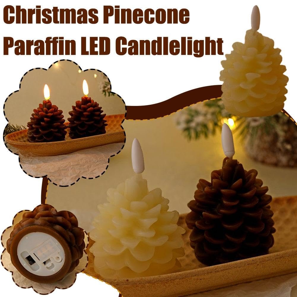 🔥Flameless Pinecone Candles Battery Operated with 6 Hour Timer