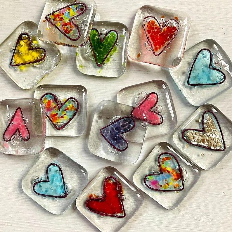 🔥Hot Sale🔥 Fused Glass Heart Shaped Keepsake