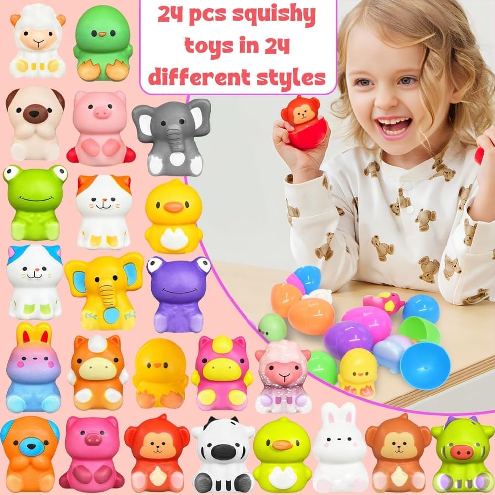 24 PCS Easter Eggs Prefilled Slow Rising Squishy Toys