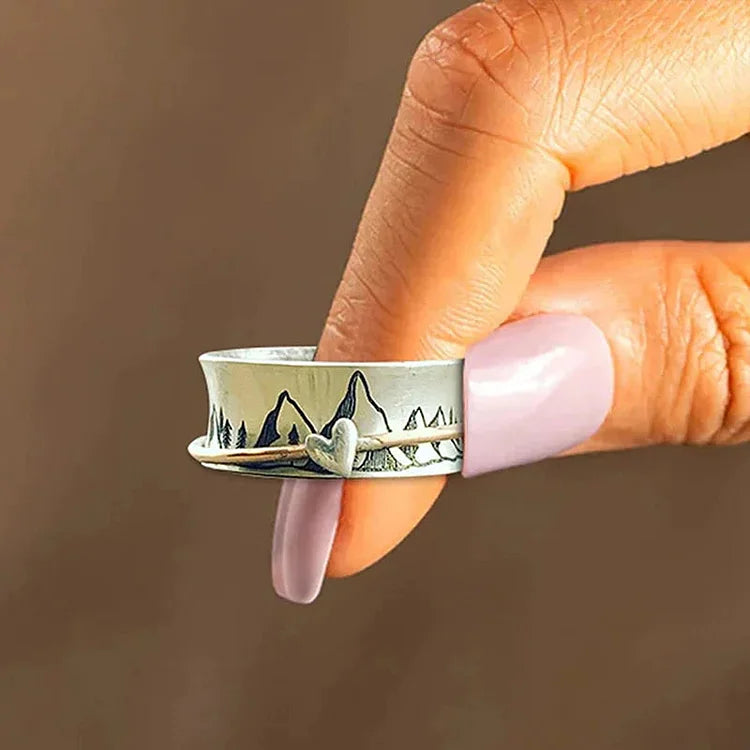 925 Silver Keep Climbing Large Circle Fidget Ring