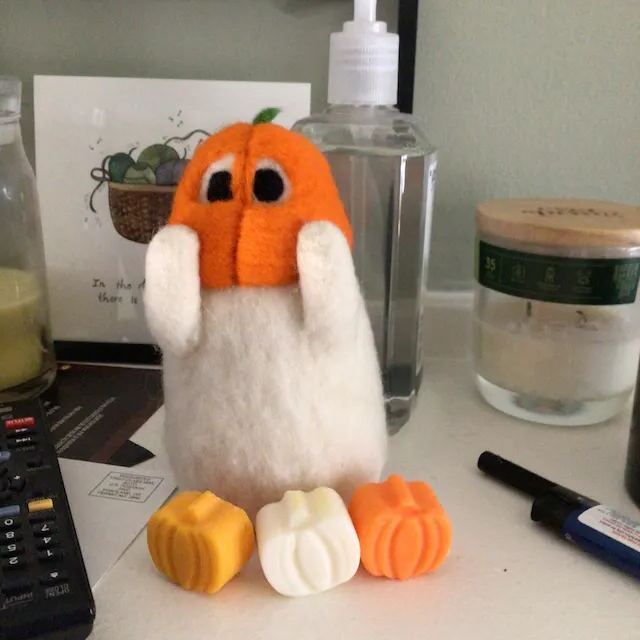 ๐๐ปWool Felted Ghost With Pumpkin