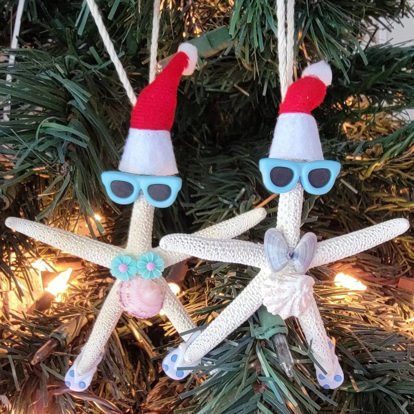 🎄Christmas Starfish Beach Girl Ornament Set (5 pcs)