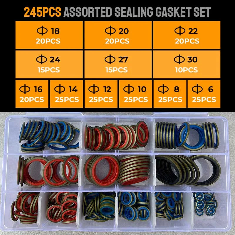 🎁2024 New Year Hot Sale🎁100pcs/ 245pcs Assorted Sealing Gasket Set