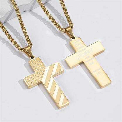 ✝️✨49%OFF- 🎁IronPride Cross American Flag Cross Necklace