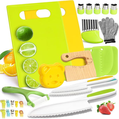 Montessori kitchen tools cookware baking toys for toddler kids, toddler safety knife set.