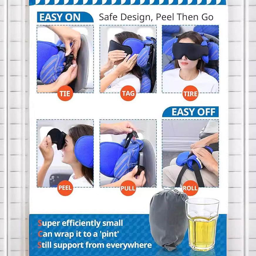 Multi-functional integrated travel pillow with eye mask