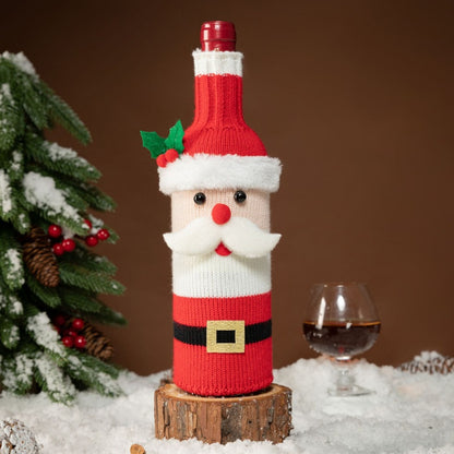 🎅Christmas Cartoon knitted wine bottle set🍷