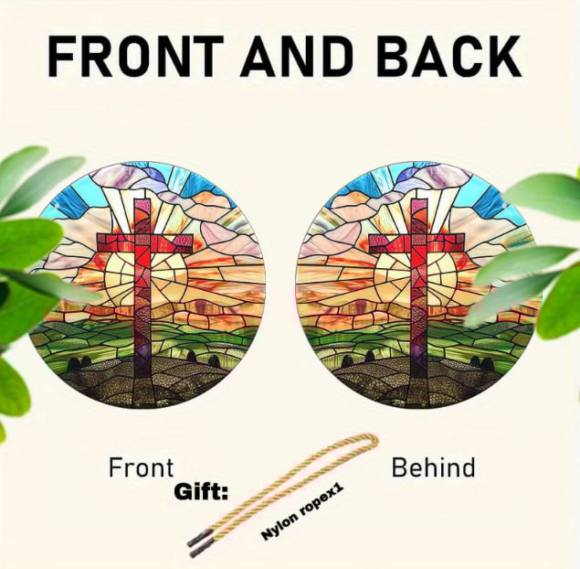 🙏God bless you - ✝️Handcrafted Radiant Jesus Cross Window Sign