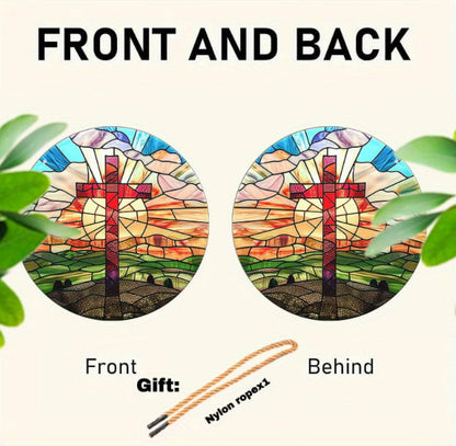 🙏God bless you - ✝️Handcrafted Radiant Jesus Cross Window Sign