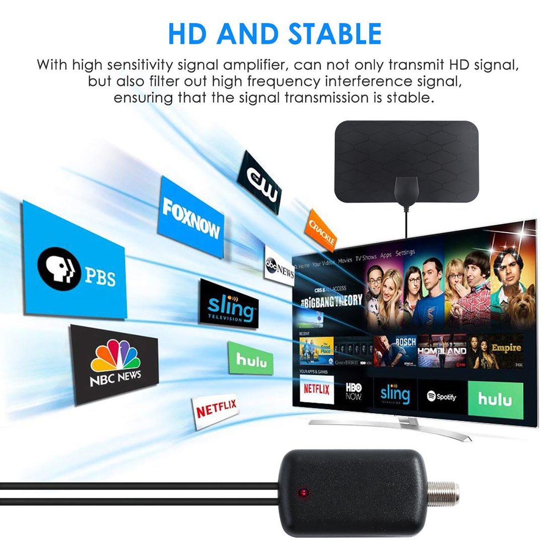 🎁HDTV cable antenna 4K (5G chip, 🌎 can be used worldwide)