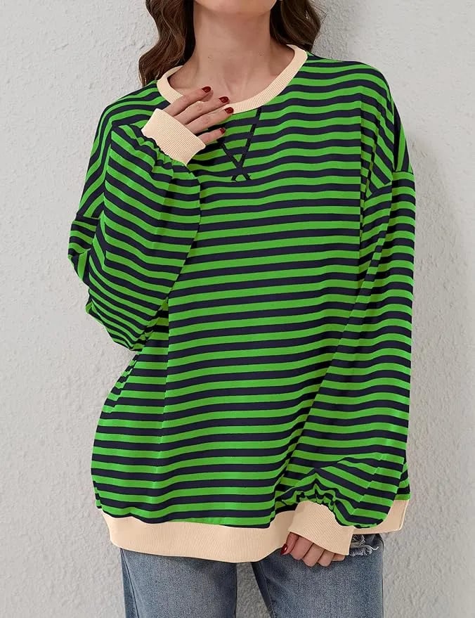 🎁Last Day Sale 50% OFF🏆️2024 Womens Stripes Color Block Sweatshirts