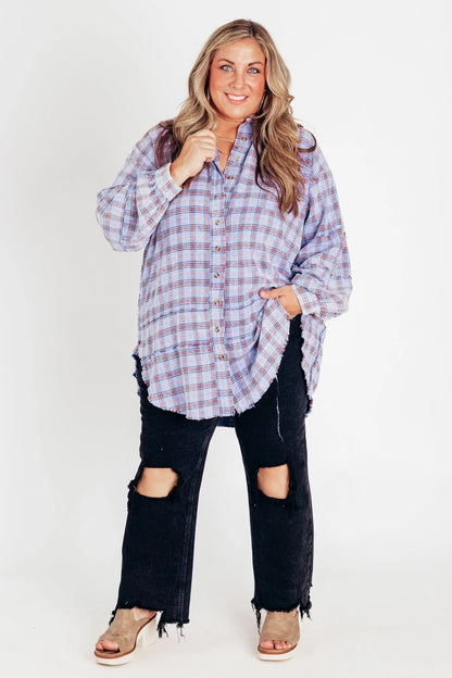 🔥Last 24 hours - 49% OFF👚Women's Seams Raw Edge Washed Over sized Shirt Jacket with Pockets