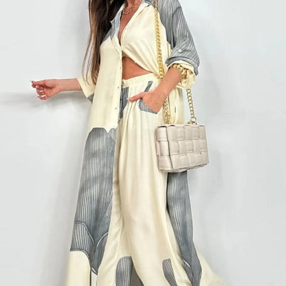 🩷Summer Special Offer🌼Full Button Down Long Shirt & Drawstring Pants Set