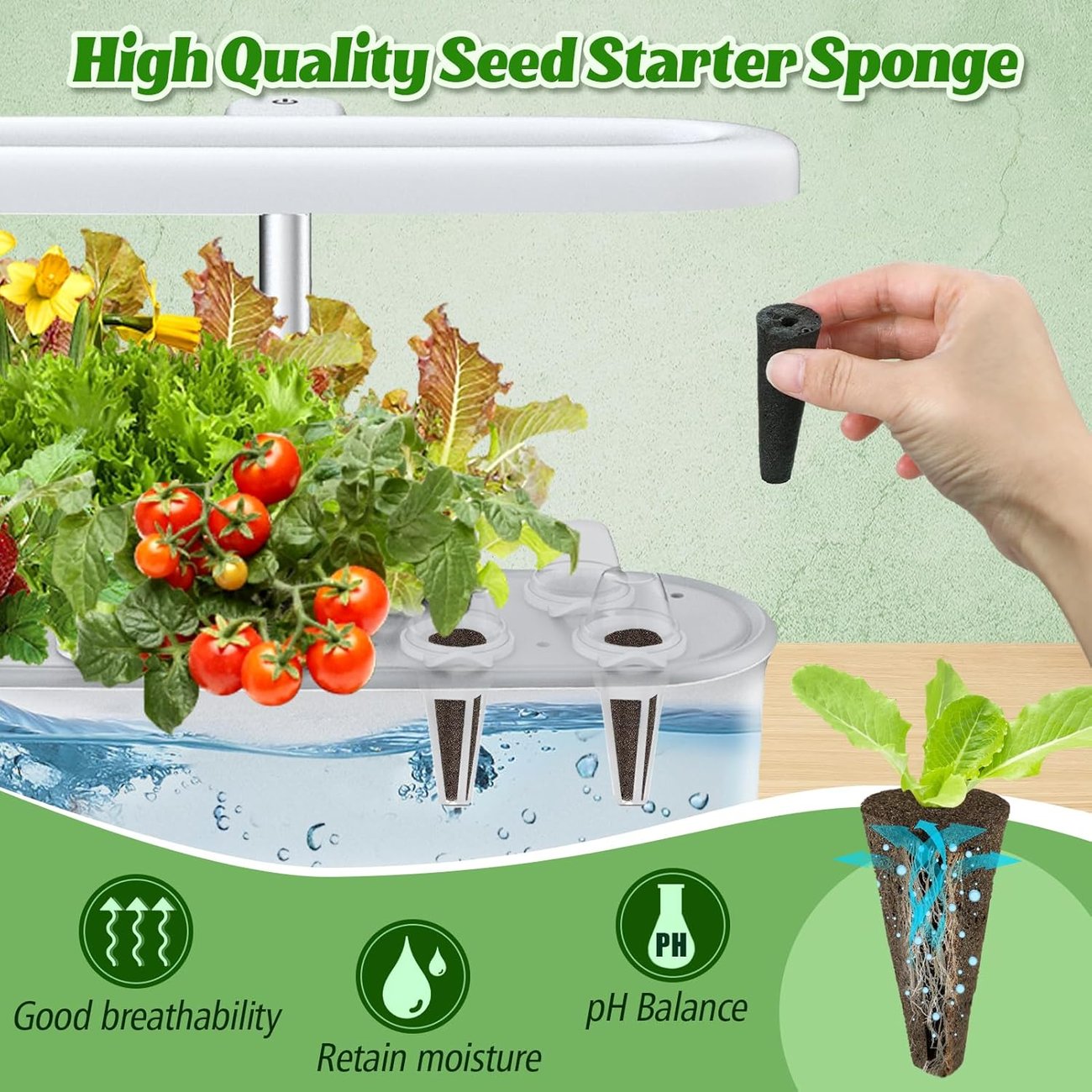 Seed Pods Replacement Root Growth Sponges Compatible with AeroGarden