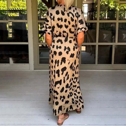 🔥Loose Leopard V-Neck Maxi Dress