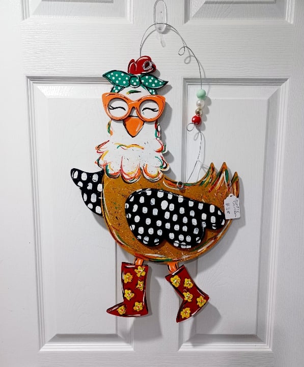 🐔Beautiful Chicken Lady Wooden Door Hanging🎀