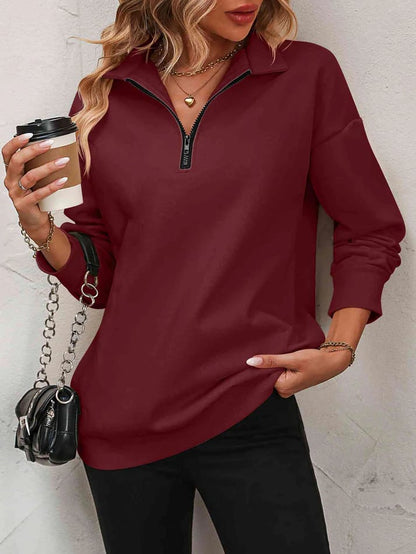 🔥Last Day 60% Promotion OFF-🏆2024 New Womens Zip-Up Dropped Shoulder Sweatshirt