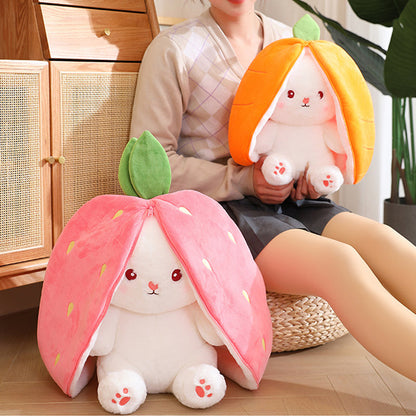 Strawberry Bunny Transformed into Little Rabbit Fruit Doll Plush Toy