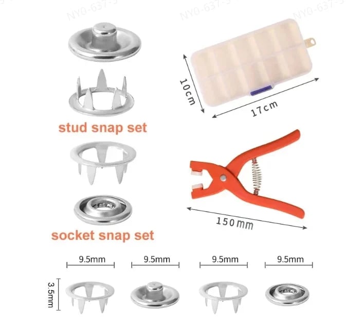 Metal Snap Buttons with Fastener Pliers Tool Kit