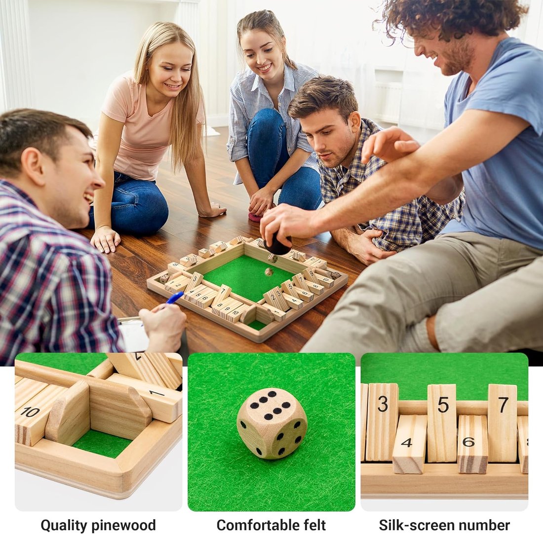 Shut The Box Game - Fun Table Math Game for Adults & Kids