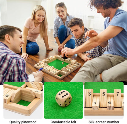 Shut The Box Game - Fun Table Math Game for Adults & Kids