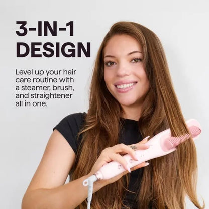 Pro Steam Straightener Brush-Ultimate Hair Hydration and 3X Faster Straightening