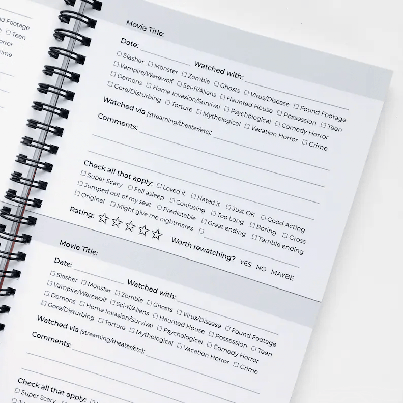 💥2024 NEW STYLE- Horror Movie Review Journal