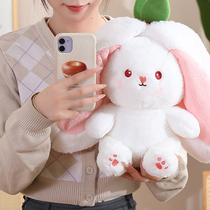 Strawberry Bunny Transformed into Little Rabbit Fruit Doll Plush Toy