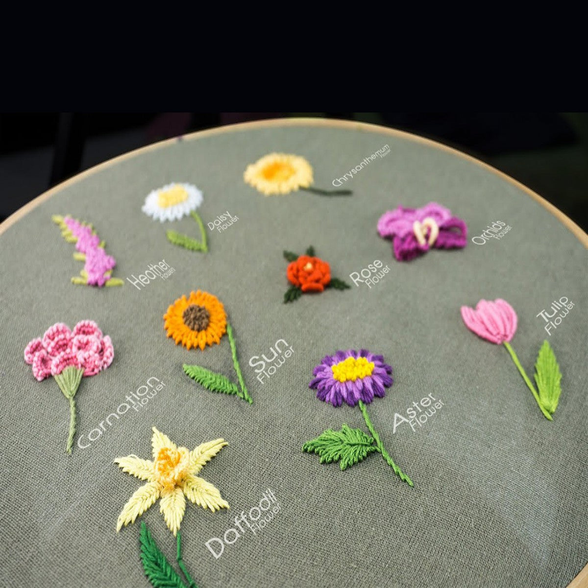 Perfect Gift - Embroidery Hoop Flower Kit for Beginner